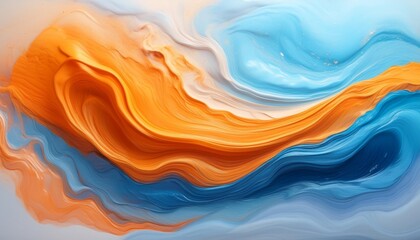 Canvas Print - illustration of an abstract painting depicting a vibrant wave of orange and blue generative ai