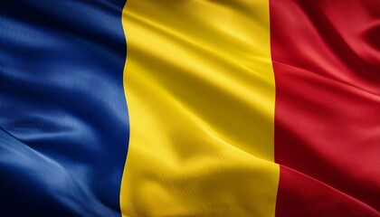 flowing romanian flag captured elegance of blue yellow and red