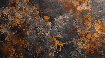 Poster - Flat lay of a heavily rusted iron surface with rough, pitted textures, ideal for an industrial background