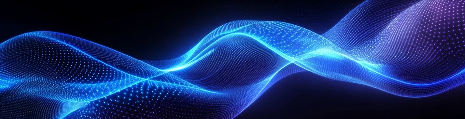 Fototapete - Abstract Blue Glowing Wave Pattern Background