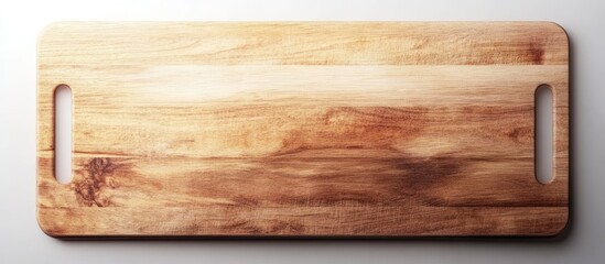 Poster - light wooden cutting board set against a white background. with copy space image. Place for adding text or design