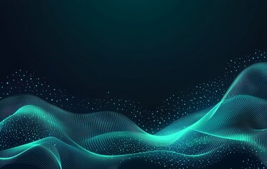 Poster - Abstract Green Wave Background with Sparkles