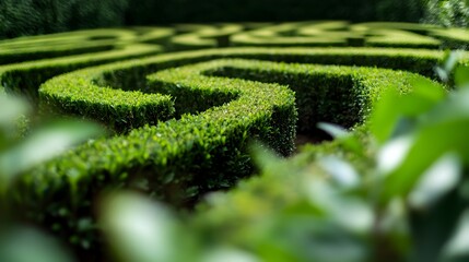 Poster - Minimalist abstract maze design with a singular path leading to the center representing the process of problem solving critical thinking and overcoming challenges to reach a successful outcome