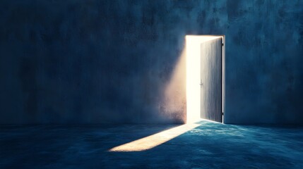 Poster - Bright Light Shining Through an Opening Door Symbolizing New Opportunities Potential and Promising Beginnings