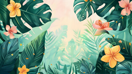 summer plants and flower background illustration