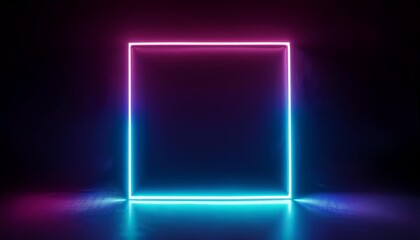 square neon modern neon glowing square banner abstract neon square with glowing lines glowing neon light square in empty