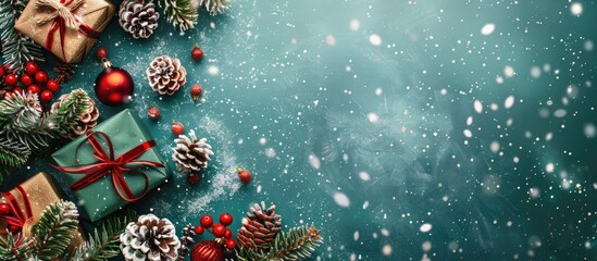 Poster - Christmas winter New Year theme Flat lay top view copyspace