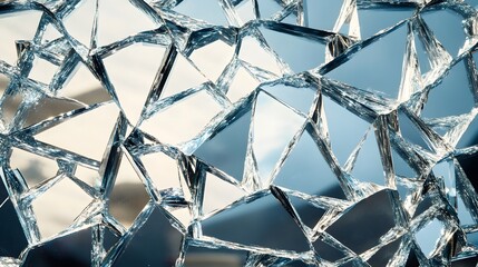 Poster - Shattered mirror reflection showcasing a fragmented multi dimensional perception of reality  The broken glass creates a surreal abstract visual metaphor for the complexities of interpreting our world