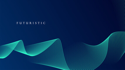 Wall Mural - Abstract glowing wave lines on dark blue background. Dynamic wave pattern. Modern flowing wavy lines. Futuristic technology concept. Suit for banner, poster, cover, brochure, flyer, website