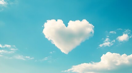 Poster - Romantic heart shaped cloud formation floating in a clear blue sky a symbolic representation of love with ample copy space for text overlay or design elements