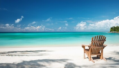 Wall Mural - relaxing beach scene with adirondack chair by turquoise waters