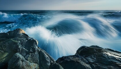 Wall Mural - sea wave and rock background