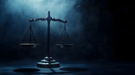 Poster - A pair of minimalist scales in perfect balance symbolizing the duality and contrast between light and dark with ample copy space for text overlay or additional design elements