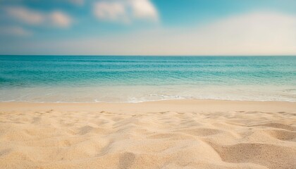 Wall Mural - seascape abstract beach background calm sea and sky focus on sand foreground vintage color tone