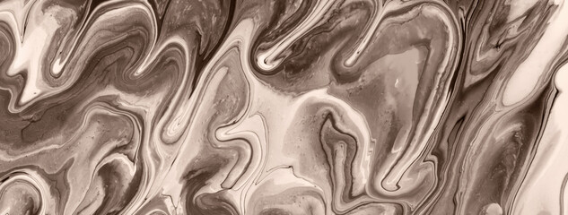 Wall Mural - abstract fluid art background bark brown and beige colors. liquid marble. acrylic painting with grad