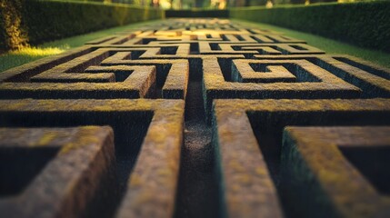Poster - Maze with a Clear Path Through Symbolizing Clarity Focus and Effective Strategy for Overcoming Challenges and Reaching Success