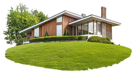 Sticker - PNG  Modern hillside home with greenery