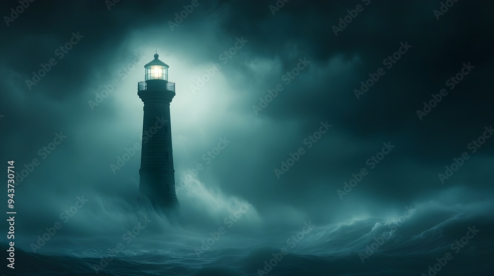 Lighthouse Standing Tall Amidst Stormy Seas Symbolizing Guidance and ...