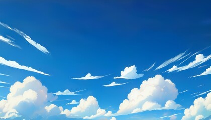 Canvas Print - blue sky with clouds manga anime comic style