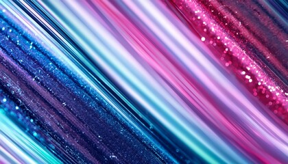 Canvas Print - glittered ink blur colors defocused pink blue glowing shiny particles texture liquid pouring diagonal stripes abstract art background generative ai