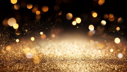 glitter vintage lights background black and gold de focused