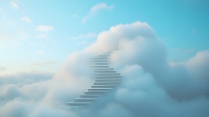 Poster - A staircase leading into a cloud symbolizing the and dreams of individuals striving for success and growth  The minimalist