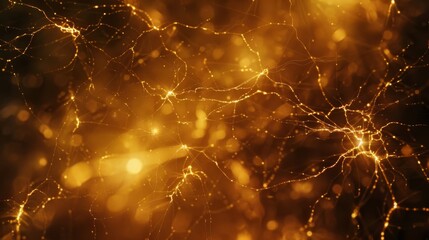 Poster - Detailed brain neurons, glowing with electric pulses