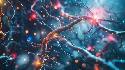 Aufkleber - Electrically active brain neurons, vivid connections