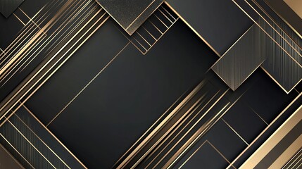 Poster - Abstract geometric design with gold and black elements creates a modern and sophisticated aesthetic suitable for backgrounds and artwork