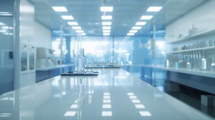 Poster - Empty laboratory with sleek countertops and high-tech instruments