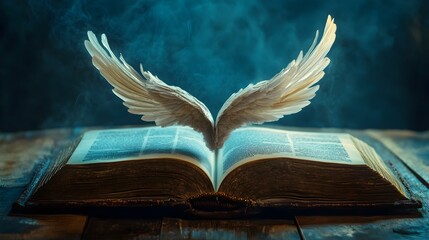 Poster - a book with wings symbolizing the freedom and boundless possibilities that knowledge and learning ca