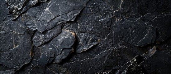 Fototapete - Black stone surface and backdrop. with copy space image. Place for adding text or design