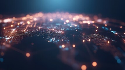 Poster - An abstract representation of interconnected data points and networks illuminating a digital world