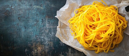 Fototapete - Butternut squash vegetarian noodles on a rustic backdrop copy space
