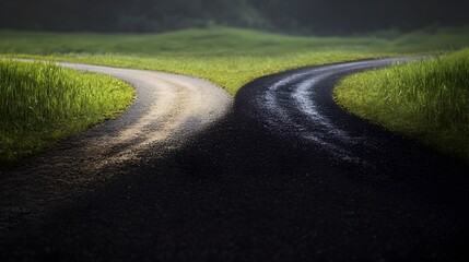 Poster - Diverging Paths A Symbolic Landscape Representing Moral Choices and Life s Crossroads