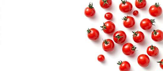 Poster - Cherry tomatoes isolated on a white background. with copy space image. Place for adding text or design