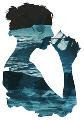 Poster - PNG  Silhouette drinking water collage