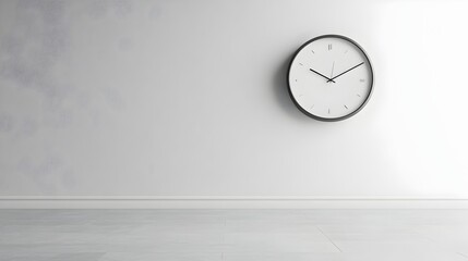 Poster - A minimalist wall clock with no numbers creating a clean contemporary look on a plain wall background with ample copy space for design elements presentations or text overlays