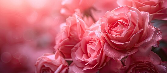 Wall Mural - a bunch of pink roses isolated on a white background. with copy space image. Place for adding text or design