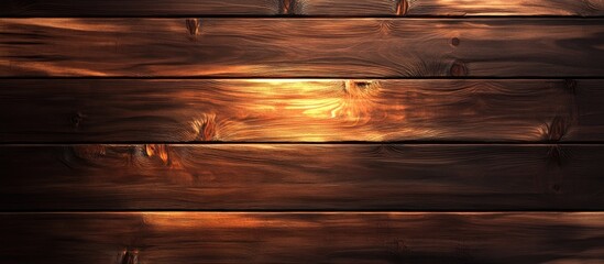 Wall Mural - Horizontal brown wooden planks featuring artistic lighting and copy space Abstract trendy texture background of natural wood