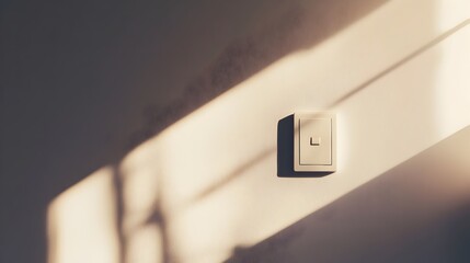 Poster - Minimalist light switch mounted on a bare white wall with ample copy space for text overlay or design elements  Simple clean interior design concept for home office or commercial spaces