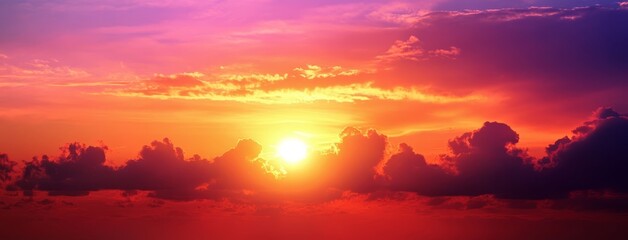 Wall Mural - Sunset sky - rainbow of purple, yellow, and orange - ethereal dreamy summer sunrise or sunset.