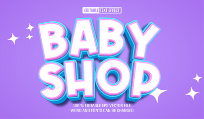 Poster - Editable 3d text style effect - Baby Shop text effect Template