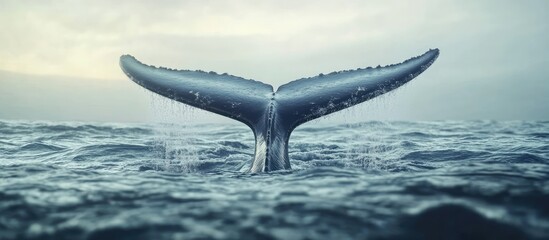 Poster - Close up of a large whale s tail above the surface of the water. with copy space image. Place for adding text or design