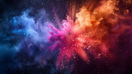 Poster - Radiant particles in vivid colors scattered in space