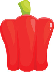Poster - Cartoon illustration of a red bell pepper standing up with a green stem