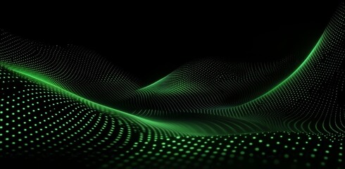 Poster - abstract green background with dots and wavy lines