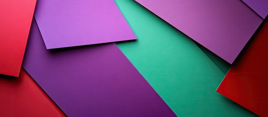 Aufkleber - Abstract geometric paper background in trendy violet green and red colors Suitable as a backdrop for an invitation card greeting card or web design Offers creative copy space in a flat lay format