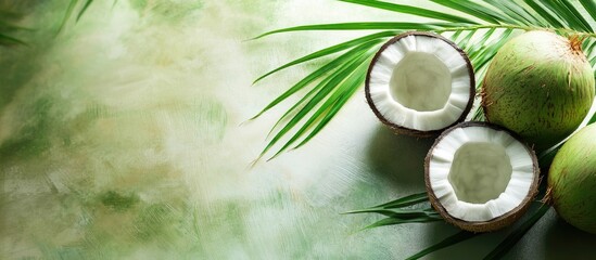 Leinwandbilder - fresh coconut fresh green coconut for nutritious beverages. with copy space image. Place for adding text or design