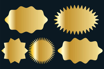 Canvas Print - Set of golden starburst price tag label, gold sale sticker badge